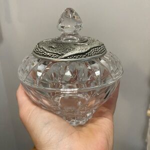 Crystal Candy Dish with Silver Lid